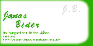 janos bider business card