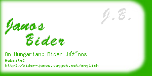 janos bider business card